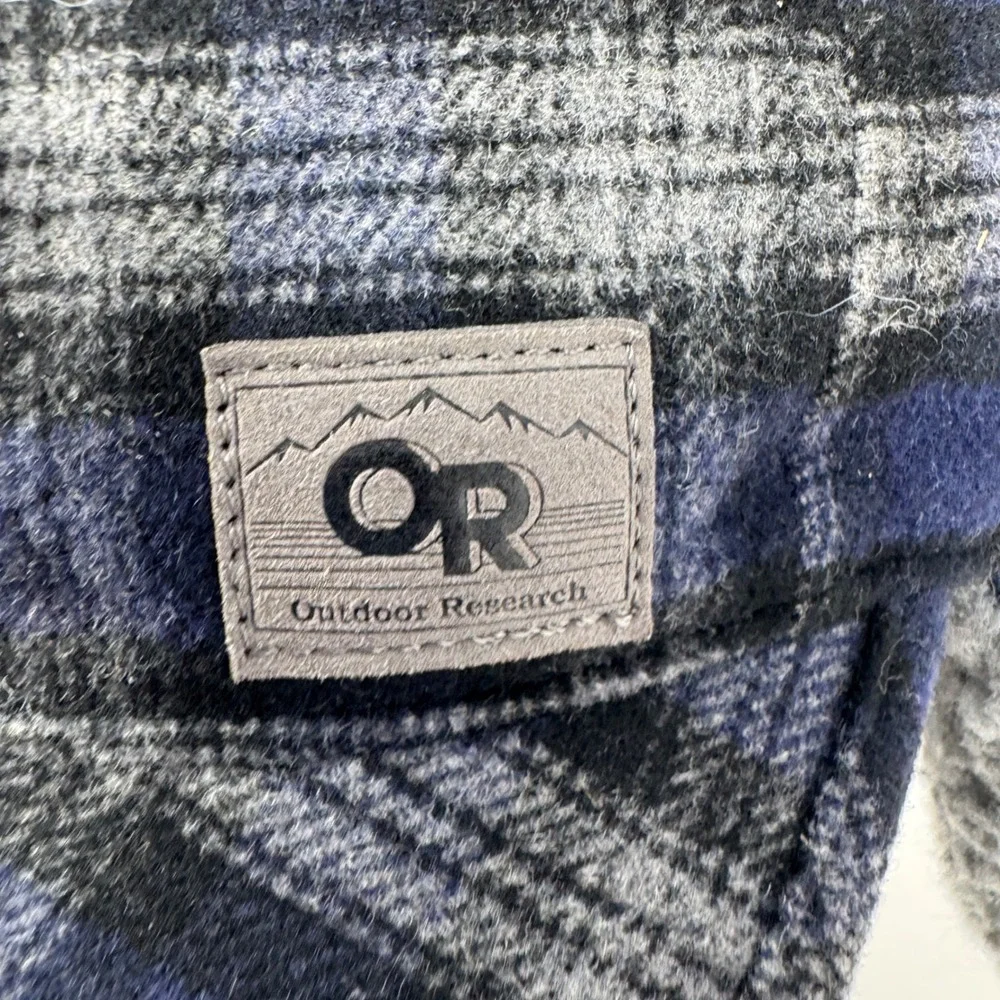 Outdoor Research Yukon Cap Blue Plaid Wool Blend Ear Flap Hat L/XL
